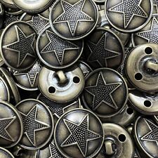 Old Brass Military Star Design Stamped/Embossed Metal Button 15,20,23,25mm Shank picture