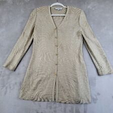 St John by Marie Gray Cardigan Sweater Womens Size 8 Beige Knit Long Sleeve picture