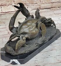CRAB OKIMONO Japanese or Chinese Bronze / Copper Metal Sculpture Figurine Vtg picture