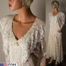 💖 SUSAN LANE Country Elegance Ivory Lace Wedding Dress Country Satin Lined 16 picture