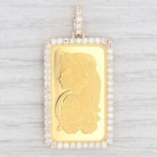 2Ct Lab Created Diamond Fortuna Swiss Gold Bar Pendant 14k Yellow Gold Plated picture