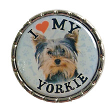I Love My Yorkshire Terrier Dog Lapel Pin 30 mm Metal Silver Color Yorkie Gift picture