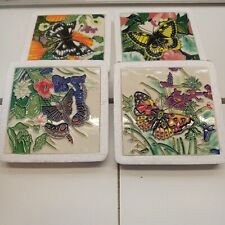 Benaya By Innovations Coasters Set Of 4 Hand Crafted On Tile Butterflies picture