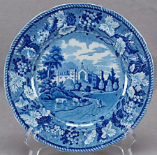 Enoch Wood Cashiobury Hertfordshire Blue Transferware 8 5/8 Inch Plate picture