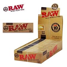 AUTHENTIC RAW Natural Classic1.25 1 1/4 Rolling Papers 24x FULL BOX -  picture