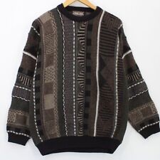 Vintage Cortina Italia Sweater Mens Brown Pullover Retro Pattern Medium 90's picture