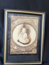VICTORIAN Hair Work Mourning Or Remembrance Photo Of Baby 8”x6” picture