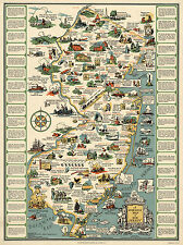 Vintage Historical Map of New Jersey Wall Art Poster Print Decor Genealogy picture