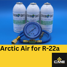 Envirosafe Arctic Air for R22, AC Refrigerant Support,  (3) cans and gauge picture