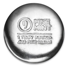 1 Troy Pound Cast-Poured Silver Round - 9Fine Mint picture