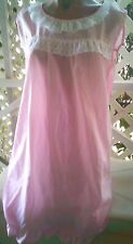 VTG 1960'S PINK & WHITE RUFFLED LACE COOL SUMMER 50-50 WALTZ LENGTH GOWN S/36 picture