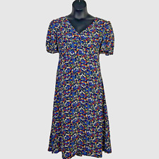 Boden Tessa Midi Dress US 14 French Broad Bean Ditsy Floral Navy Blue Lined ss picture