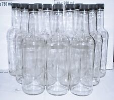 12pc 750 ml Clear Glass Bottles 28mm With Screw Caps Wine Making Liquor Spirits picture