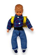 German Caco Boy Dollhouse Doll Molded Hair Well Dressed Wrapped Legs Backpack picture