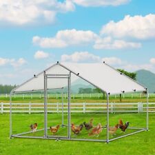 Large Metal Walk-In Chicken Coop Hen Run House Cage Enclosure w/ Cover Outdoor picture