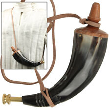 Handmade Colonial Powder Bovine Horn with Free Brass Screw War Hunting Replica picture