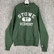 Stowe Vermont Hoodie Mens Large Green Champion Hooded Sweatshirt Skiing Vacation picture