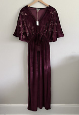 World Market Dress Womens Large Red Velvet Embroidered Wedding Party L/XL NEW picture