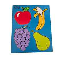 Vintage Playskool 1982 Favorite Fruits 4 Piece Children's Wooden Puzzle #180-06 picture
