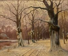 LARGE ANTIQUE EARLY 20th Century FOREST LANDSCAPE IMPRESSIONIST OIL PAINTING picture