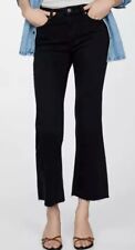 Mango MNG Women 6 Sienna High Waist Bootcut Crop Leg Blue Dark Wash Jeans picture