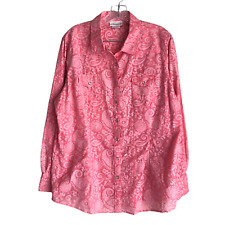 Ariat Women's Western Shirt Size XL Floral Paisley Pink Semi Sheer Shimmer Snap picture
