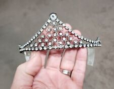 Vintage Crown Tiara Art Deco Head Piece Prong Set Rhinestones Bridal Combs picture
