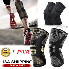 2x Knee Sleeves Copper Silver Compression Brace Support Sport Joint Injury Pain picture