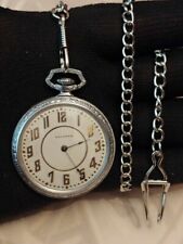 Antique Waltham Pocket Watch Mechanical Open Face Chain Box Men Rare Old 20th picture