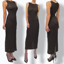 Vintage Betsey Johnson Black Stretch Midi Dress Polka Dot High Neck Ankle S Smal picture
