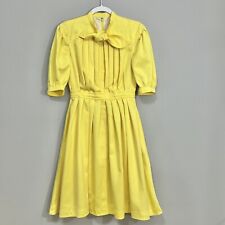 Vintage Women’s Dress Yellow Fit & Flare Shirred Tie Pockets Sz 4/6 Handmade picture