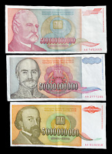 Yugoslavia 5 50 500 Billion Dinara 1993 Banknotes Hyperinflation Currency picture