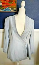 VTG NWT Marie St. Clair Light Blue Embroidered Collarless Jacket Coat Sx 8 picture