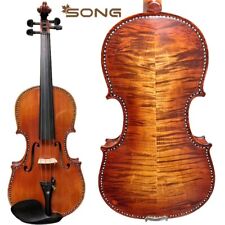 Hand Carved Flames Violins 4/4, Good Sound, Pearl shell inlay Purfling #15874 picture