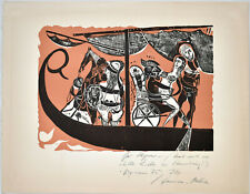 Karl-Heinz Hansen-Bahia: Odysseus. [19]75. Signed Original Color Woodcut.  picture