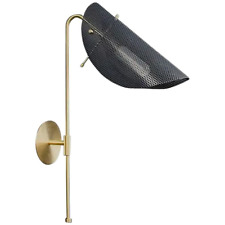 Modern Brass Two-Arms Sconce - Midcentury Stilnovo Style Wall Lamp Steel Net One picture
