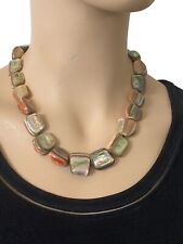 Vintage Signed LES BERNARD Abalone Chunky Beaded  Statement Necklace picture