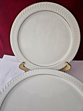 Syracuse China~   Set of 4 Dinner Plates  Cream laurel trim gold  10.5   EC  USA picture