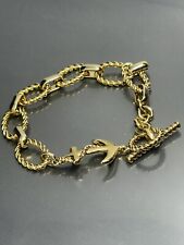 Vintage Signed Monet GoldTone Anchor Nautical 7.75” Link Chain Toggle Bracelet picture