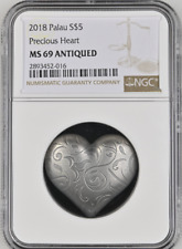 5 DOLLARS 2018 PALAU PRECIOUS HEART SILVER RPOOF NGC MS69 picture