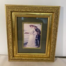 Vintage Art Print Framed, Edwardian Art, Lady And Officer On A Ship Unique picture