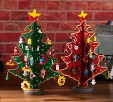 Desktop Wooden Christmas Tree Décor Christmas Toy Set with 24 Mini Ornaments picture