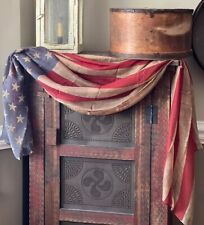 New Americana Primitive Grungy Aged AMERICAN FLAG DRAPING SCARF 72