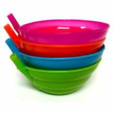 4 Cereal Bowl with Straws Kids BPA Free Plastic Toddler Built-in Straw Breakfast picture