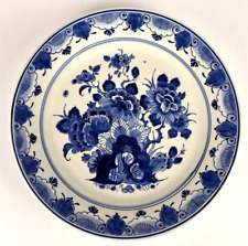 Vintage De Porceleyne Fles Delft Holland Blue Wall Plate Handpainted Flower 9 ¾” picture