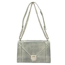 Auth DIOR/ChristianDior Diorama - Silver Leather Shoulder Bag picture