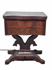rare flame mahogany 1830s empire flip top game work table 2 drawer baltimore picture