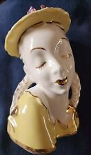 Vintage Early Rare Head Vase Yellow With Purple And Gold  Guild Roses Napco Made picture