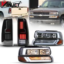 For 1999-2002 Chevy Silverado 1500 2500 3500 Chrome Headlights+Smoke Tail Lights picture