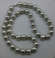Vintage Taxco Mexico Sterling Silver Ball Bead Necklace Heavy 153gr 16mm 28